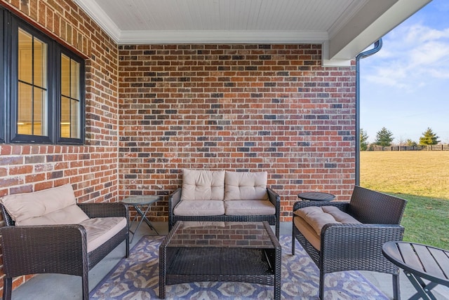 view of patio featuring an outdoor living space