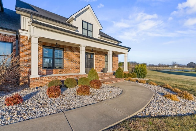 view of front of home featuring covered porch