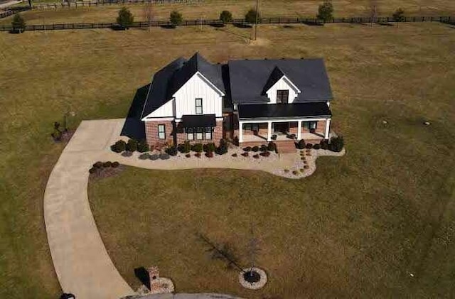 aerial view featuring a rural view