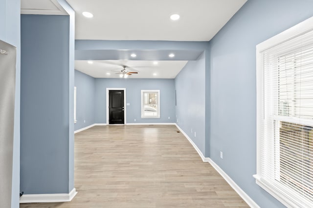 interior space featuring ceiling fan and light hardwood / wood-style floors