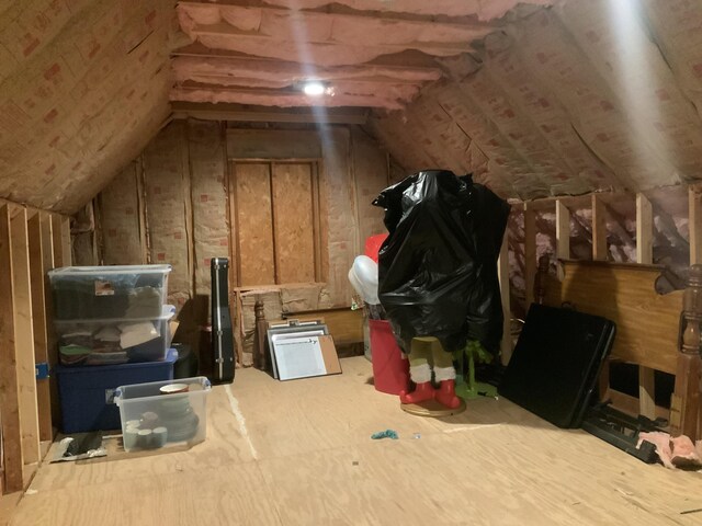 view of unfinished attic