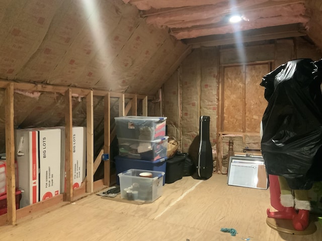 view of unfinished attic