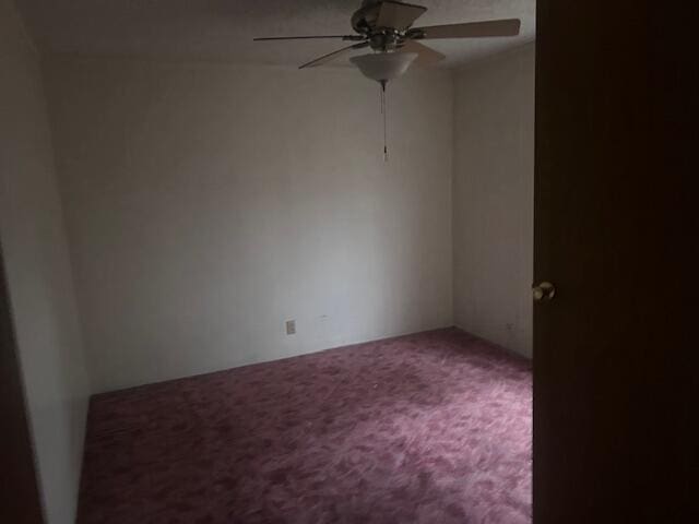 spare room with ceiling fan and carpet floors