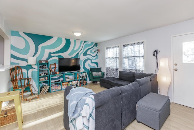 living room with hardwood / wood-style floors