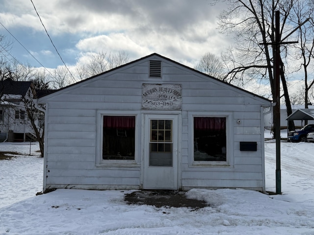 view of snow covered structure