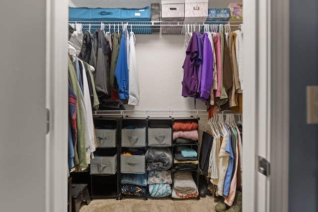 walk in closet featuring carpet