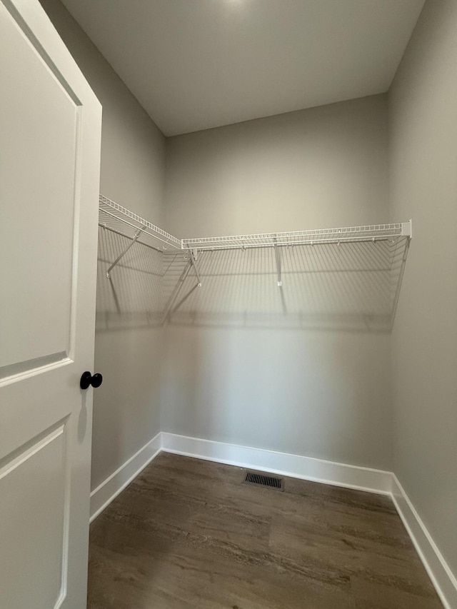 walk in closet featuring dark hardwood / wood-style floors