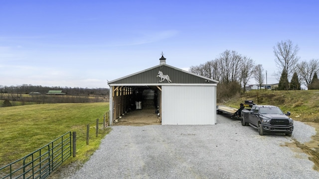 garage with a yard