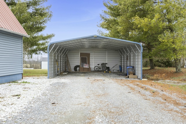 view of parking with a carport