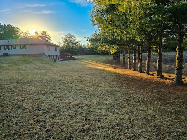 view of yard at dusk