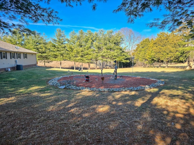 view of yard with central air condition unit