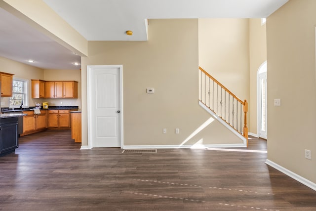 kitchen featuring dark wood-type flooring