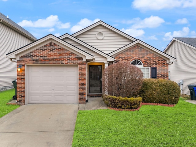 view of front property featuring a garage and a front yard