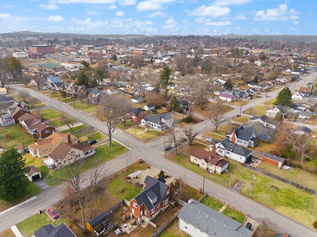 birds eye view of property with a residential view