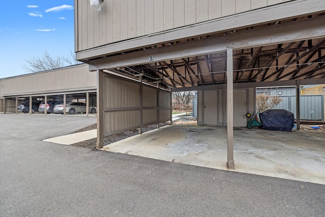 garage with a carport