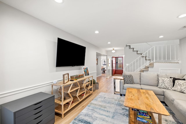 living room with light wood-type flooring