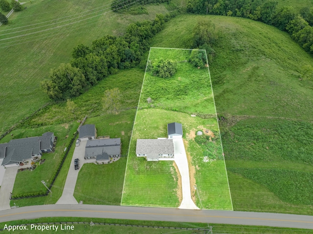 aerial view featuring a rural view