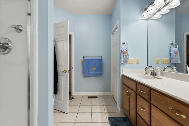 bathroom with vanity and tile patterned floors