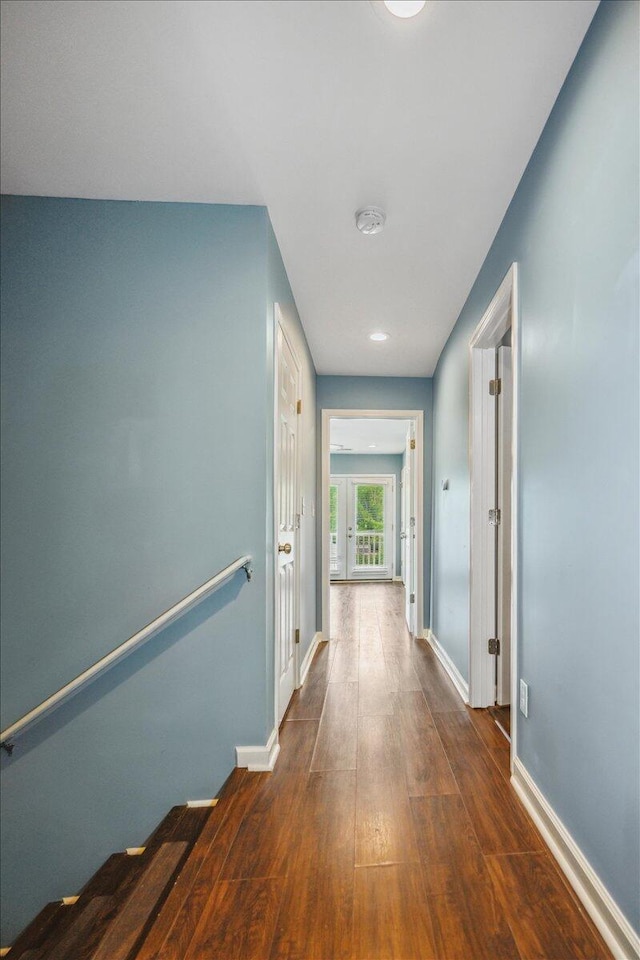 hall featuring dark hardwood / wood-style floors