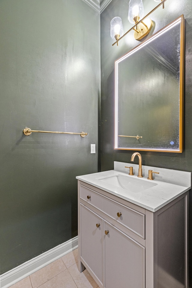 bathroom with tile patterned floors and vanity