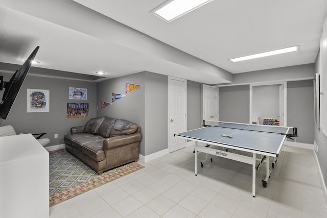 recreation room featuring light tile patterned floors