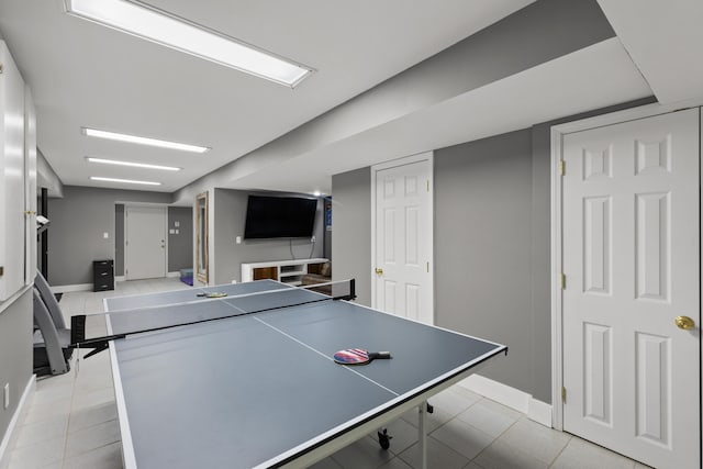 game room with light tile patterned flooring