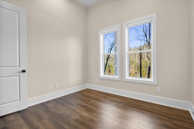 empty room featuring dark wood-type flooring