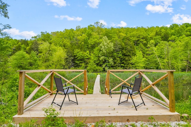 780 Lake Rd, London, KY 40741 - wooden deck with a wooded view