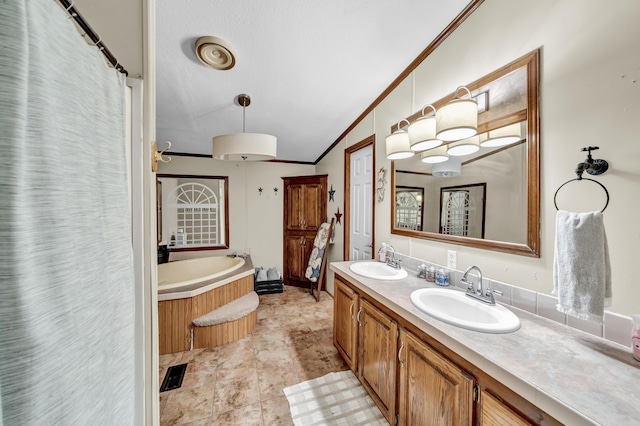579 Fraley Rd, Salt Lick, KY 40371 - full bathroom featuring double vanity, a bath, visible vents, and a sink