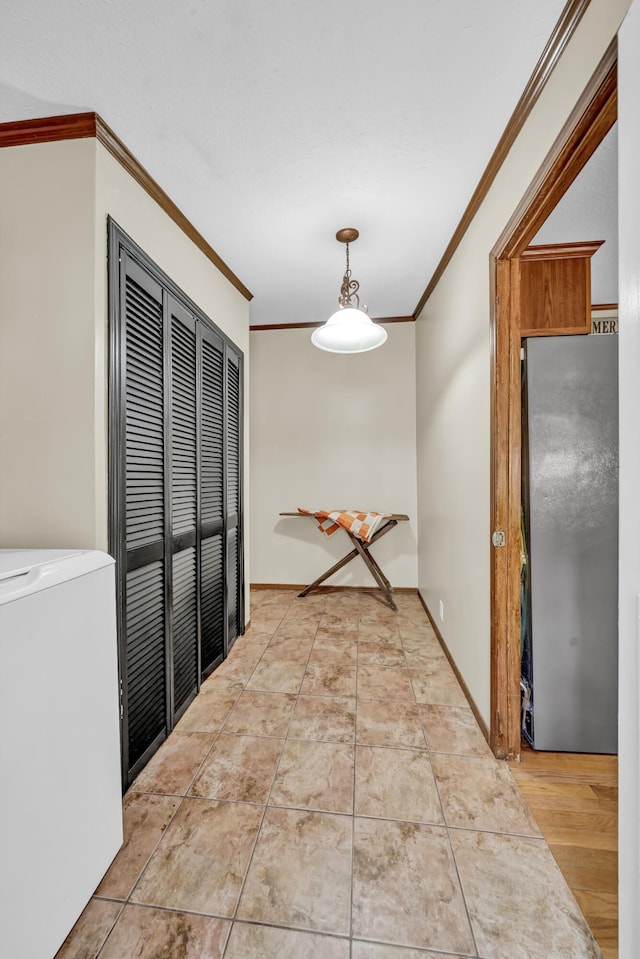 579 Fraley Rd, Salt Lick, KY 40371 - unfurnished dining area featuring washer / clothes dryer and crown molding