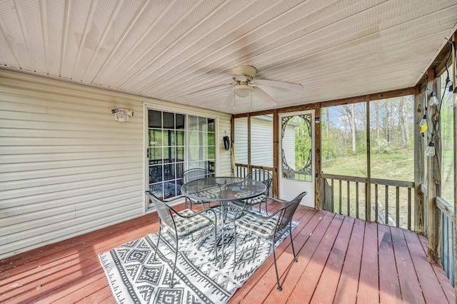579 Fraley Rd, Salt Lick, KY 40371 - sunroom with a ceiling fan and outdoor dining space