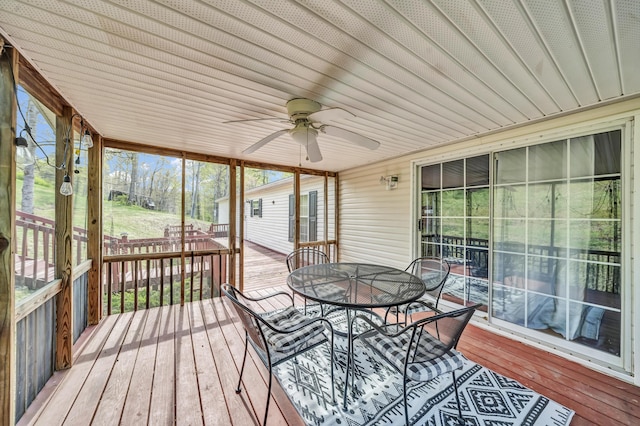 579 Fraley Rd, Salt Lick, KY 40371 - sunroom with ceiling fan and outdoor dining space