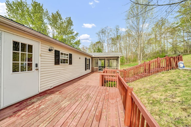 579 Fraley Rd, Salt Lick, KY 40371 - deck with a lawn and a sunroom