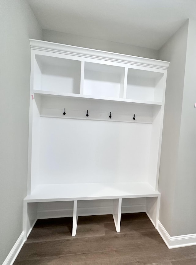 mudroom with hardwood / wood-style floors