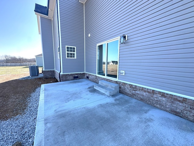 view of patio featuring central AC unit