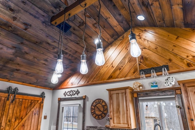 interior details with wood ceiling