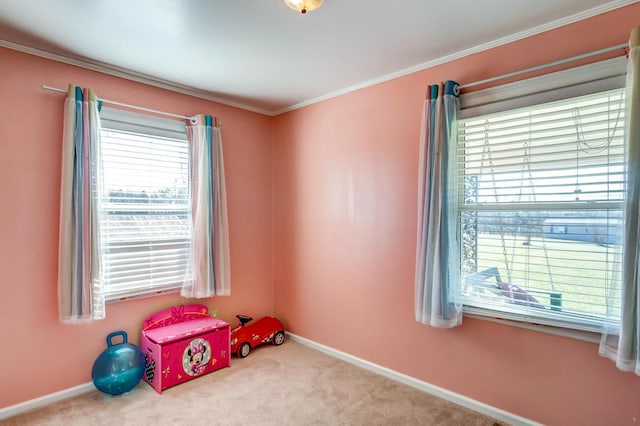 228 Jolly Ridge Rd, Richmond, KY 40475 - game room featuring plenty of natural light, carpet flooring, baseboards, and crown molding