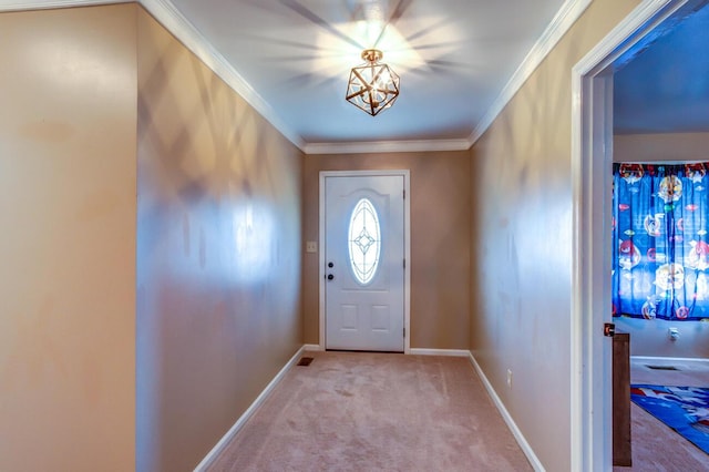 228 Jolly Ridge Rd, Richmond, KY 40475 - doorway to outside with carpet flooring, baseboards, and ornamental molding