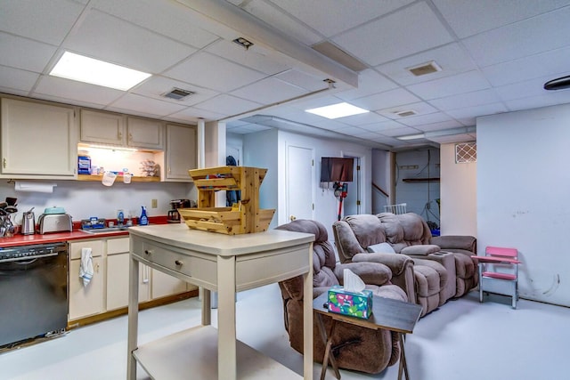 228 Jolly Ridge Rd, Richmond, KY 40475 - living room featuring a drop ceiling and concrete flooring