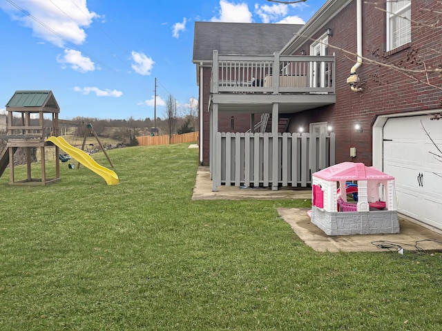 view of yard with a playground