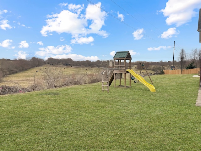 view of yard with a playground