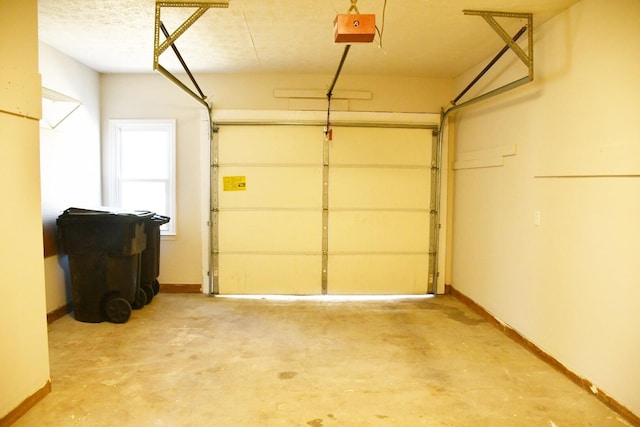 garage with a garage door opener