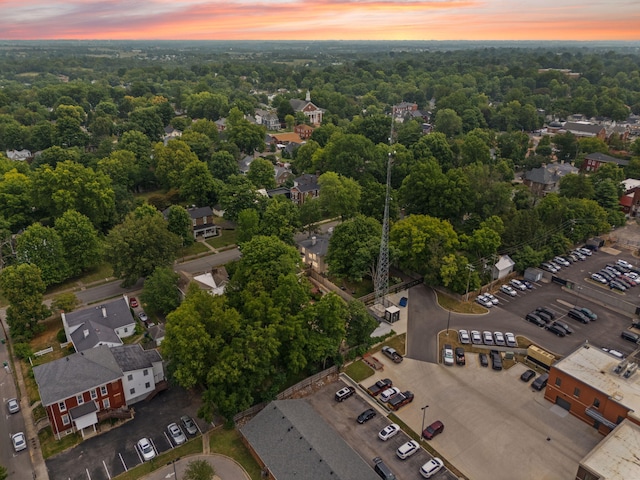 view of aerial view at dusk