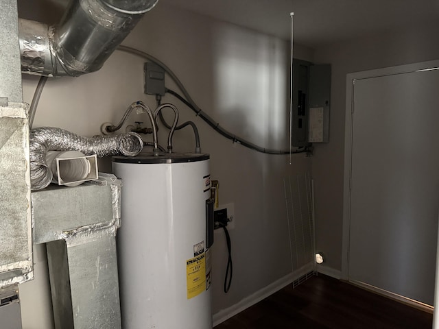 utilities featuring water heater and electric panel