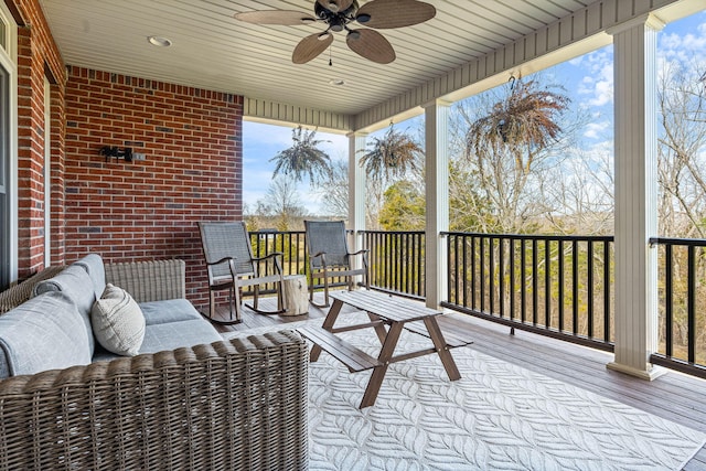 deck featuring ceiling fan