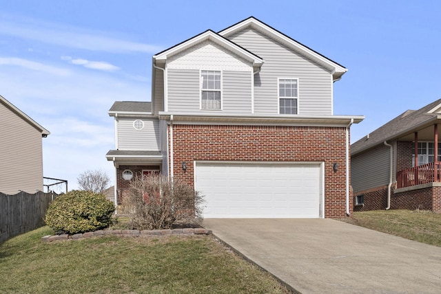 front of property featuring a garage and a front yard