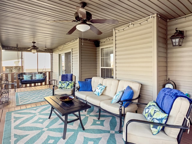 view of patio / terrace featuring outdoor lounge area and a ceiling fan