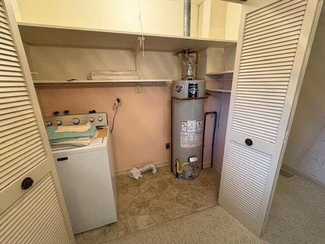 laundry area featuring washer / clothes dryer and water heater