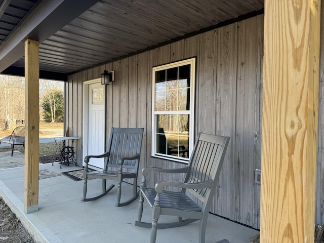 view of patio featuring covered porch