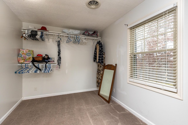 walk in closet featuring carpet floors and visible vents